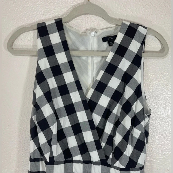 J. Crew Gingham Sleeveless Faux-Wrap Midi Dress Cotton Poplin Women’s 6 Romantic - Picture 3 of 16